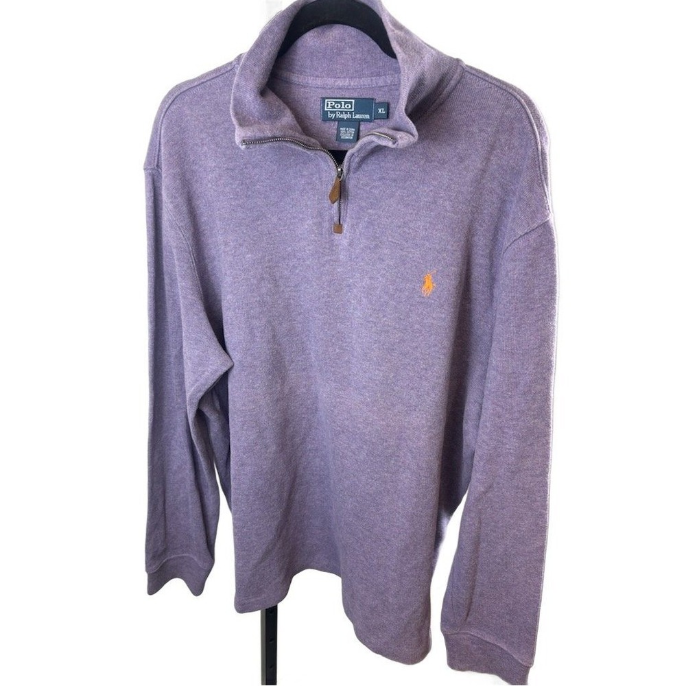 Polo Ralph Lauren‎ Quarter Zip Sweater Men's Size XL Purple Long Sleeve